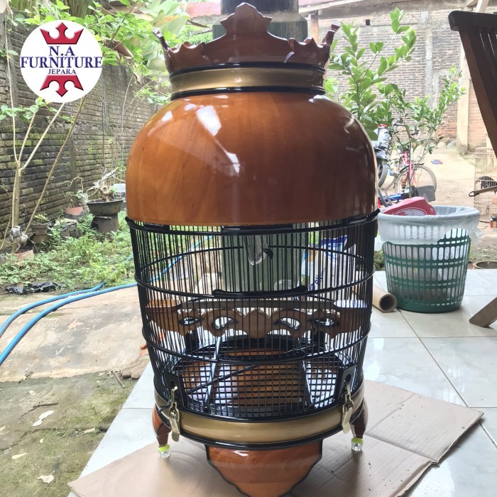 Sangkar perkutut mahkota kayu jati,kandang perkutut finising natural