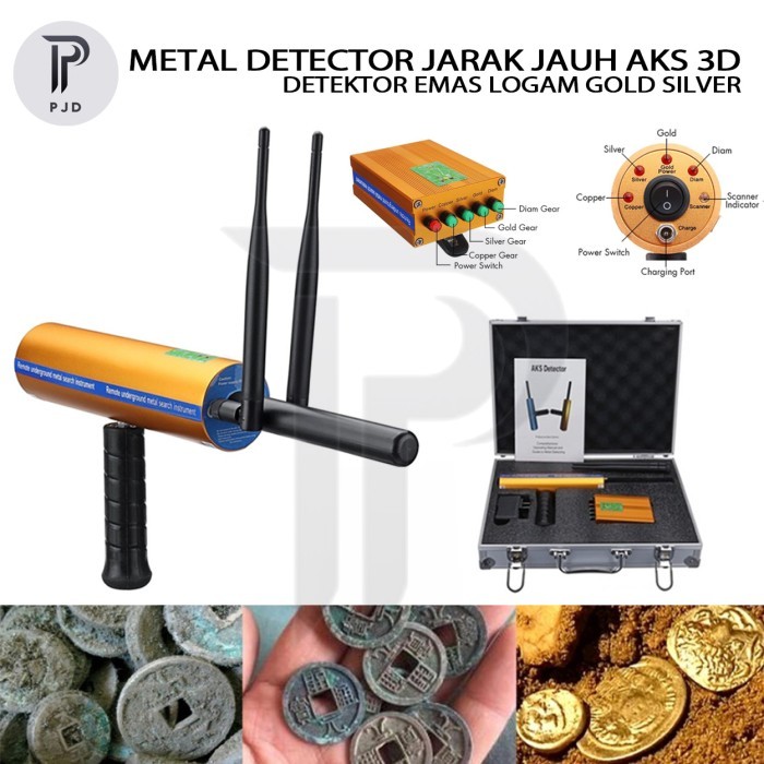 Metal Detector Emas Diamond Silver Gold AKS 3D Range Detektor Logam