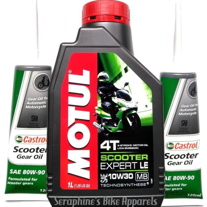 paket motul scooter expert 1l+oli castrol gear|nmax xmax pcx aerox sym 