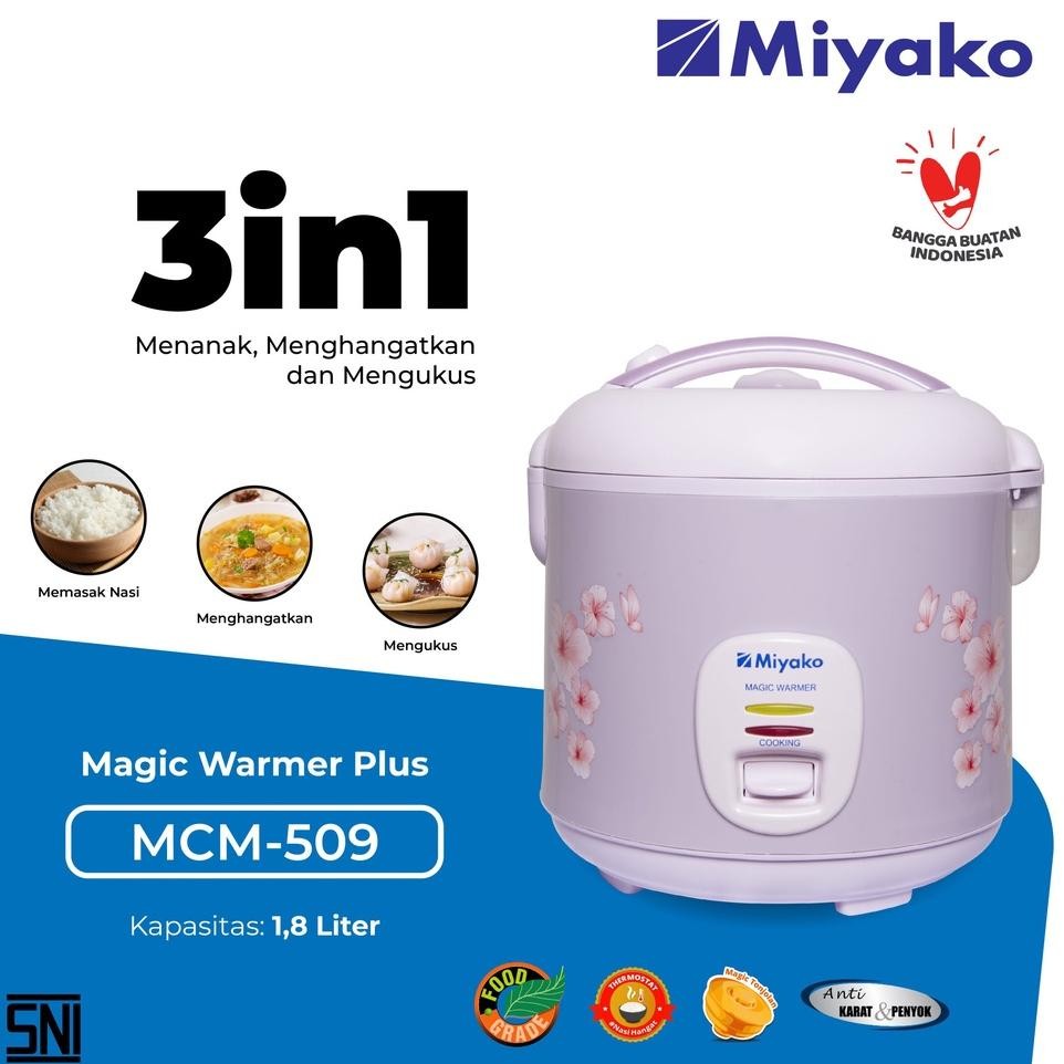 Yako Mcm509 Rice Cooker / Magic Com 1.8 Liter 3 In 1 Bonus Gelas Ukur Dan Sendok Nasi