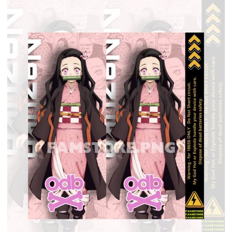 

*Fullbody* Markasdecal Pelindung Baterai Wrap Stiker 18650 Odb Nezuko Imetsu Dan Pelapis Garskin Case/Stiker Premium Custom COD