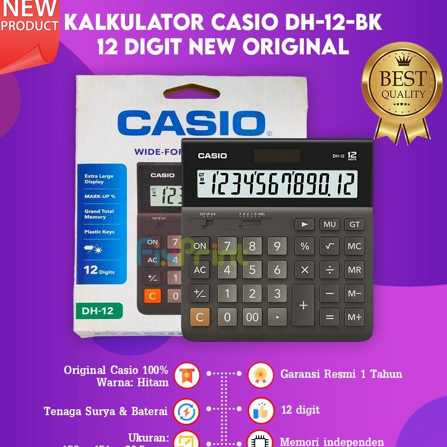 

Fixprint Casio Dh-12 White Bk 12 Digit Kalkulator Dekstop New