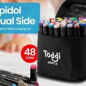 

Toddi Spidol Dual Side Fine Art Marker Brush Double Tip 1.0Mm 6.0Mm 48 Warna