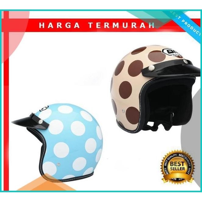 Helm Bogo Klasik Retro BMC Buddy Polkadot Bmc 11OKTZ4 suku cadang