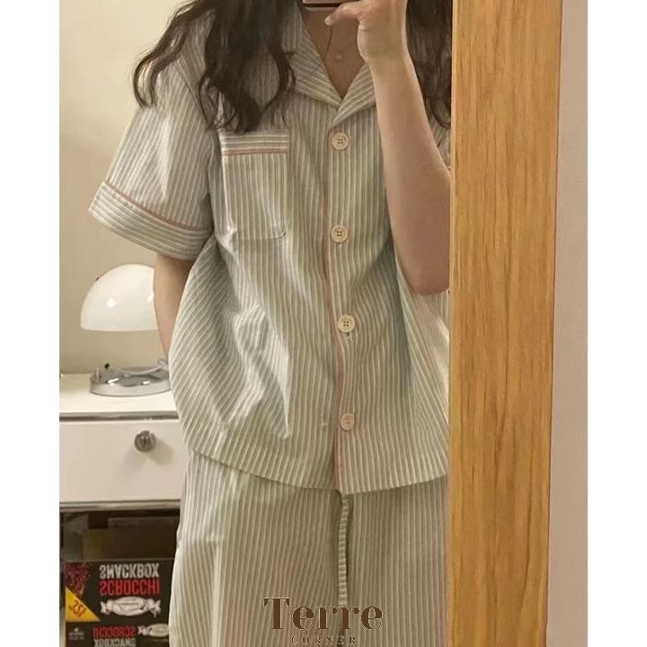 Piyama Korea Baju Tidur Korea Aesthetic Baju Tidur Lengan Dek Wanita Piyama Korea Jul Mu Sleepwear P