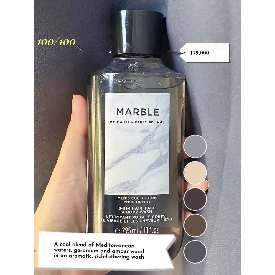 BBW BATH & BODY WORKS Marble 3-in-1 Hair Face and Body Wash ORIGINAL