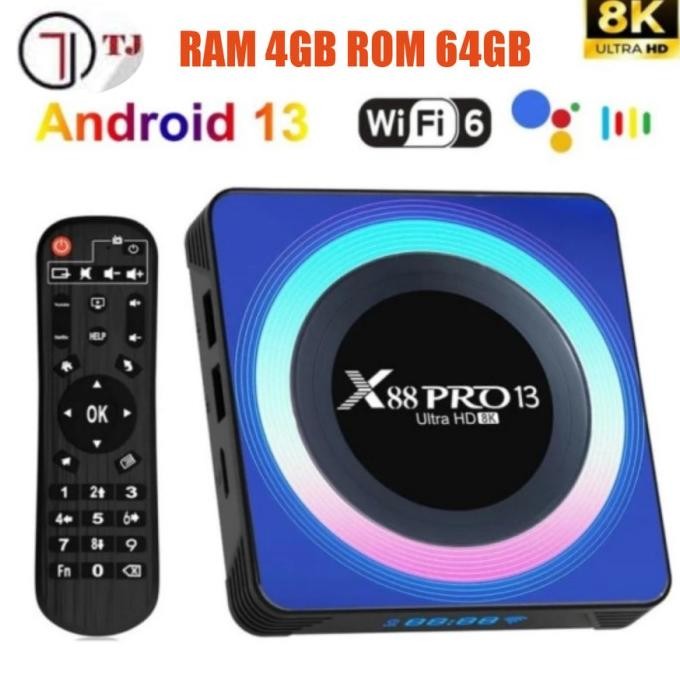TJBox X88 Pro 13 RAM 4/64 Android Tv Box RK3528 Quad-Core Cortex-A53