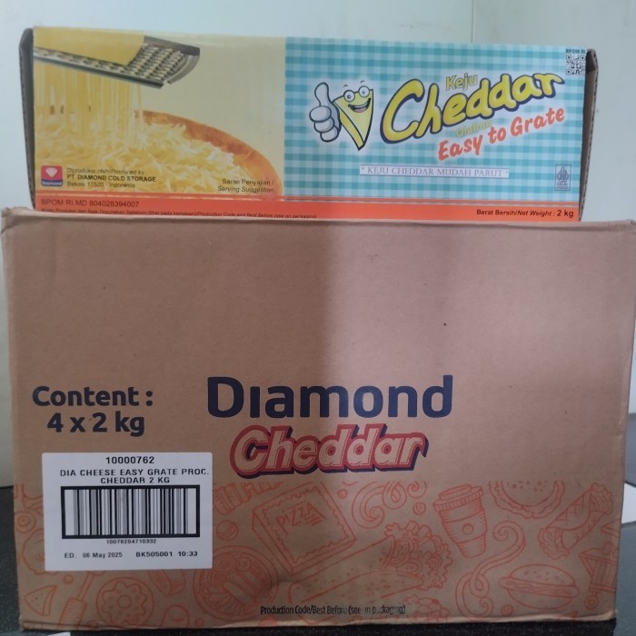 

Keju cheddar diamond 8 kg (1 kardus isi 4 pack)