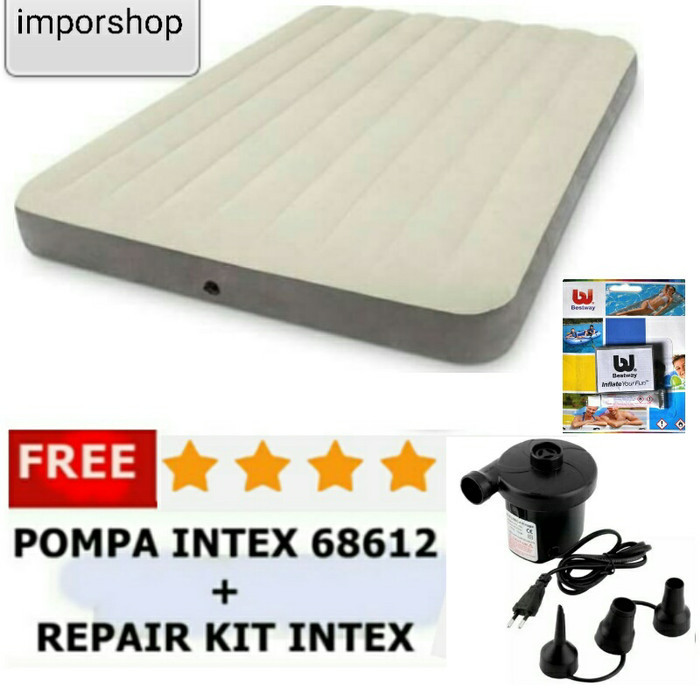 Promo Kasur Angin Pompa Listrik Ripair Kit Intex Double King Termurah