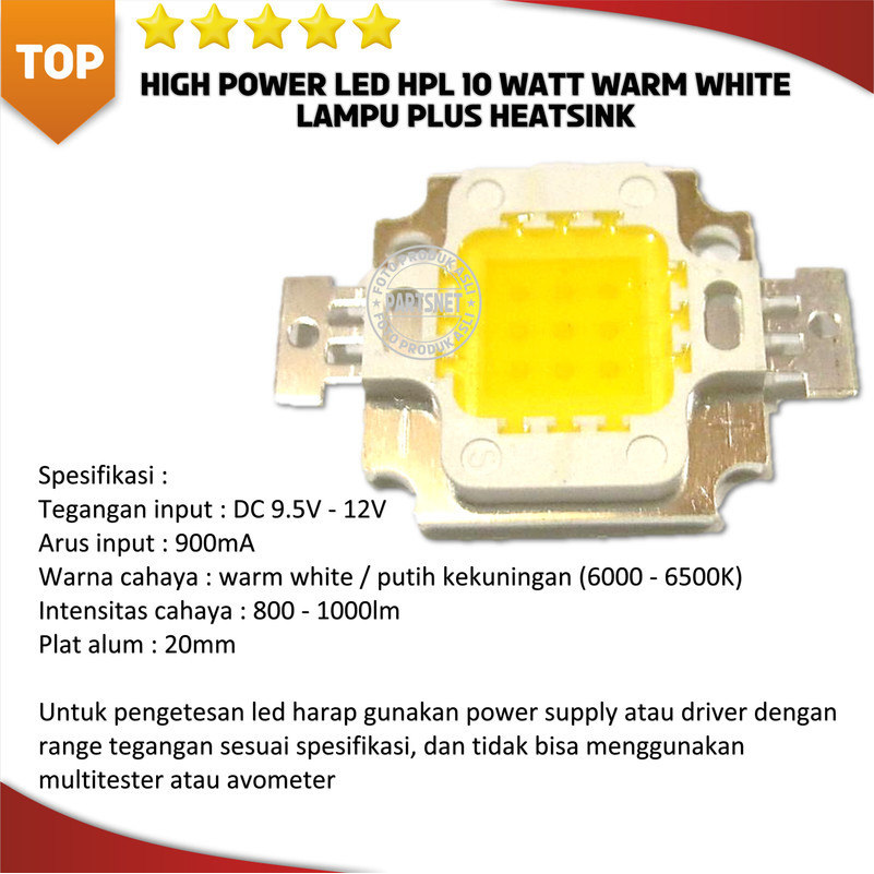 High power led HPL 10 watt warm white lampu plus heatsink