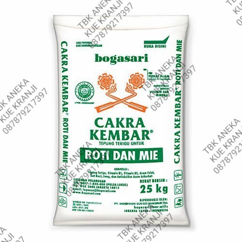 

Tepung Terigu Cakra Kembar Boga Sari 25 kg/Terigu Protein Tinggi