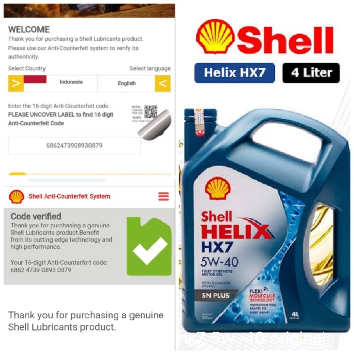 oli mobil Shell helix hx7 5w -40 original
