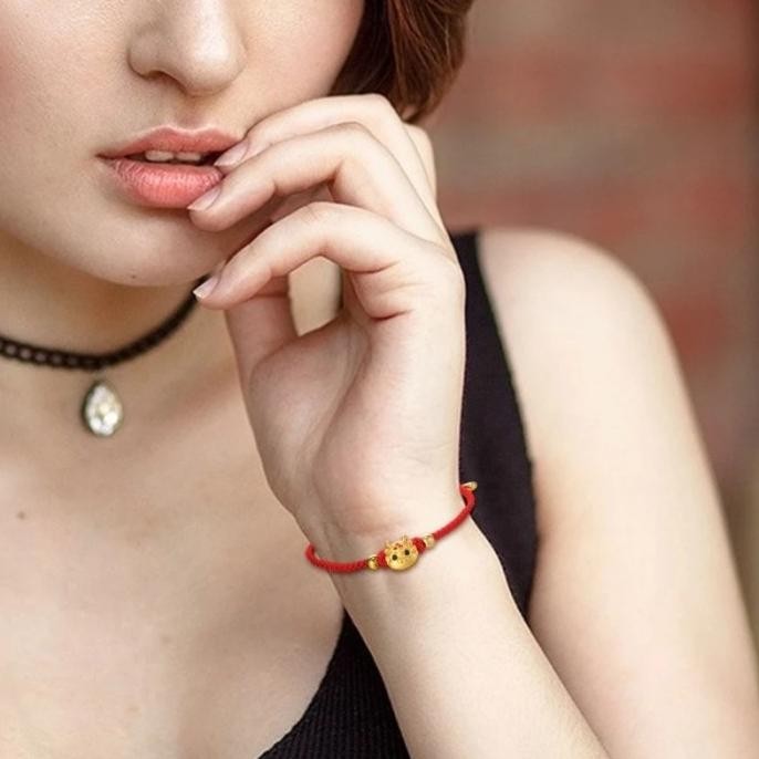 favorit] gelang keberuntungan rejeki Naga Emas Tali Simpul merah allsize hand