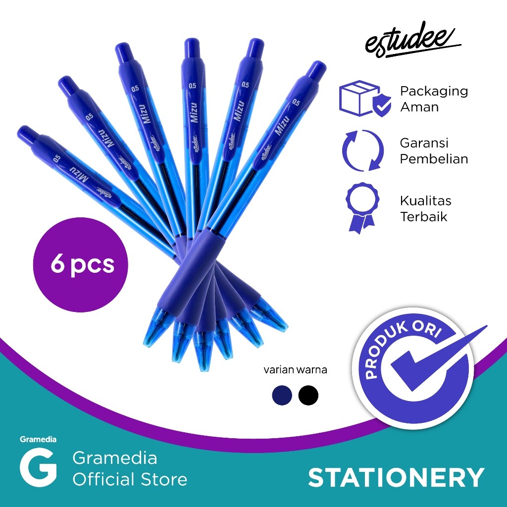 

Estudee Mizu Retractable Penlv 0.5 Blue/6 Ebp190