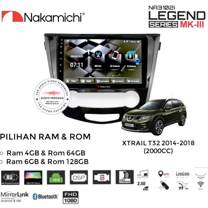 NEW Head unit Android XTrail T32 Nakamichi New Legend 3102i Carplay 10"