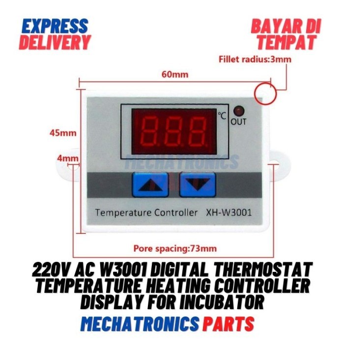 THERMOSTAT DIGITAL XH-W3001 PENGATUR SUHU TETAS TELUR AC 220V