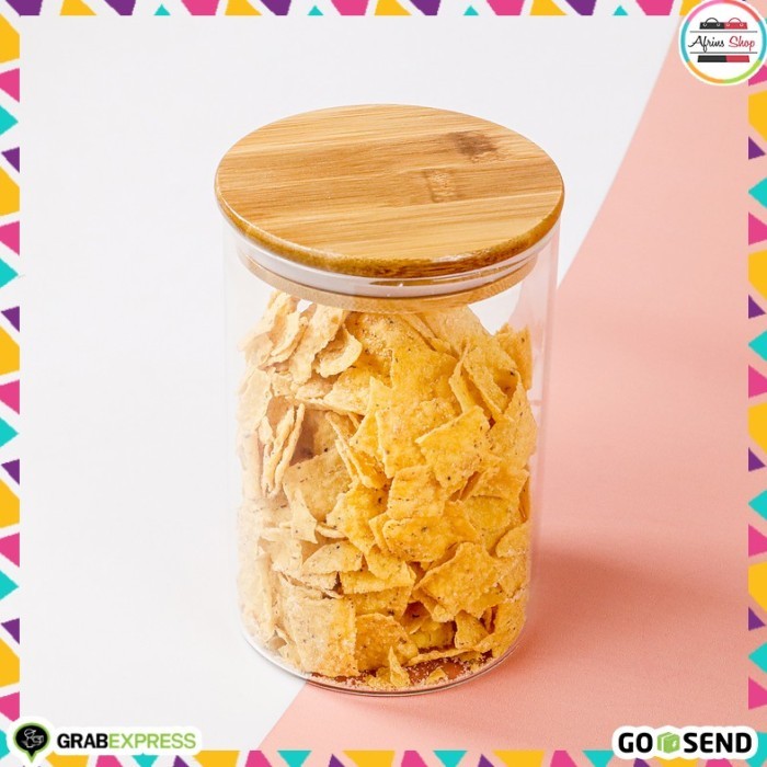 TERJAMIN Tempat Bumbu Dapur Toples Kaca Estetik Toples Cemilan Wadah Cemilan