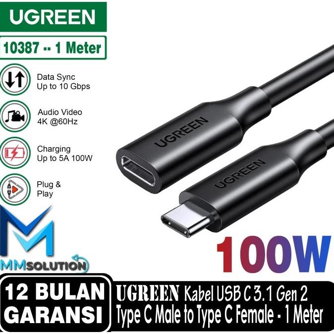 Kabel Extension UGREEN Type C Male To Type C Female Cable