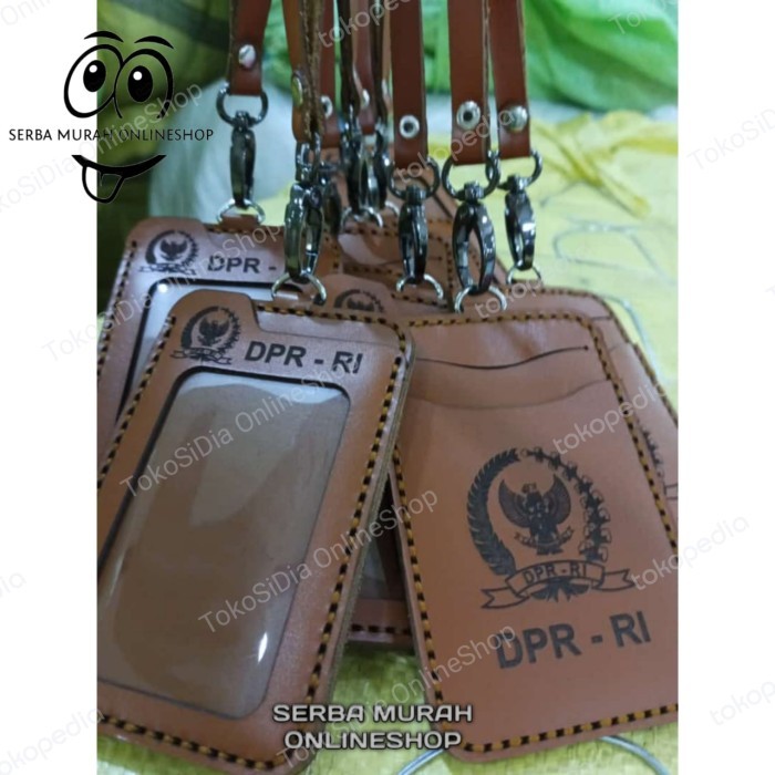 

Andra - Holder Id Card Tali Lanyard Name Tag Kulit Asli Logo Dpr-Ri