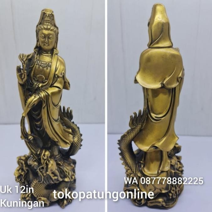 

Ready Patung kwan Im Kuningan Naga T12in
