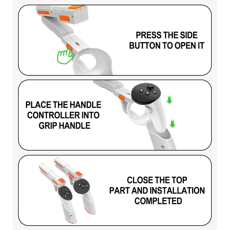 Vr Controller Grips Adapter For Meta Quest 3 Fake Gun Stock Enhanced Fps Gaming Shooting Experience