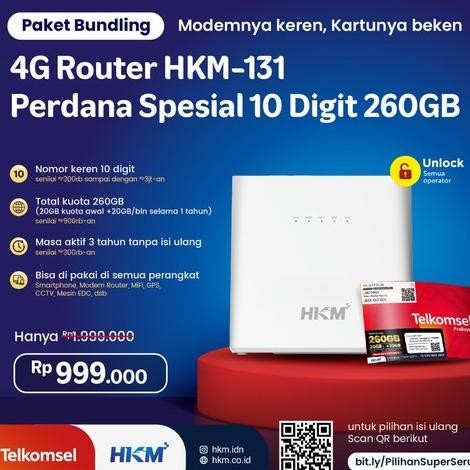 TERMURAH - MODEM WIFI 4G ALL OPERATOR HKM 131 ROUTER WIFI UNLOCK GARANSI RESMI