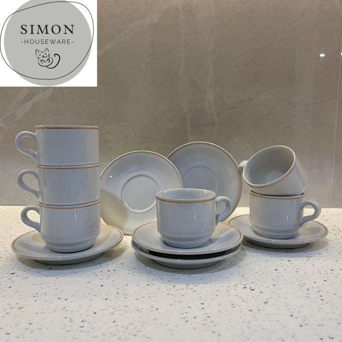 Cangkir Kopi / Teh Keramik Lucky Set isi 6