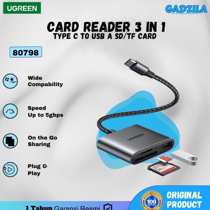 UGREEN Card Reader USB Type A 3.0 Dan Card Reader USB Type C