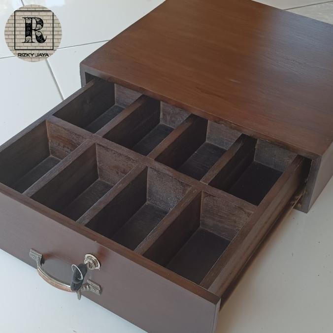 laci kasir laci uang cash drawer skat 8 dan 7 kayu jati pakai rel