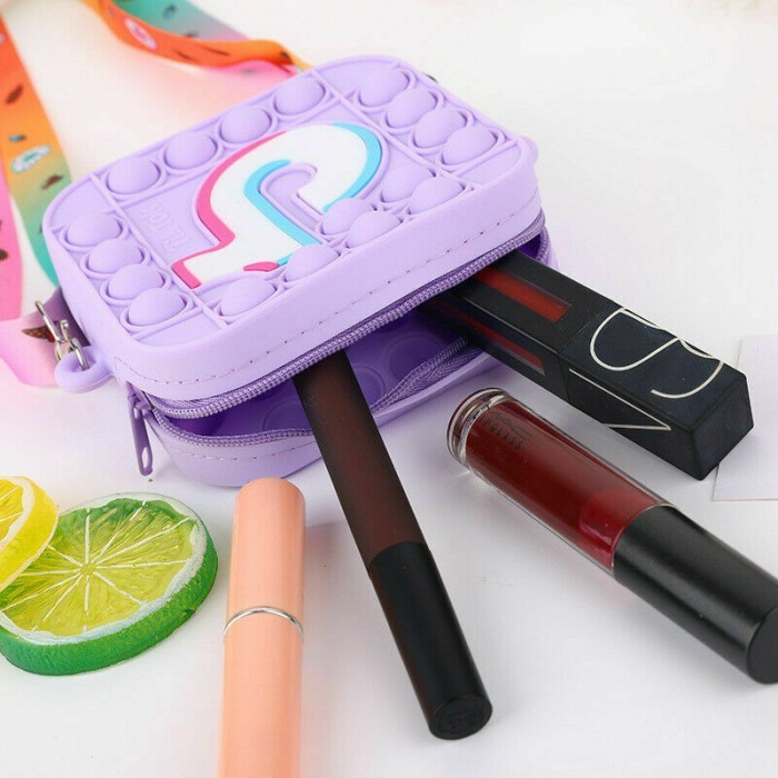 TAS SELEMPANG ANAK POP IT BAG POP ITS POPIT PUSH IT TIKTOK DOMPET MINI - HITAM