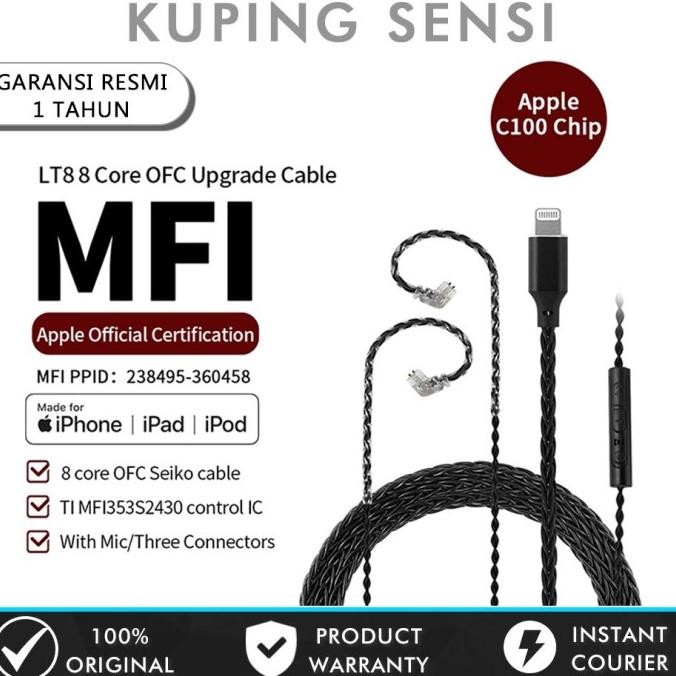 TERBARU - JCALLY LT8 Kabel KZ Lightning MFi Certified Lightning Jack for KZ TRN