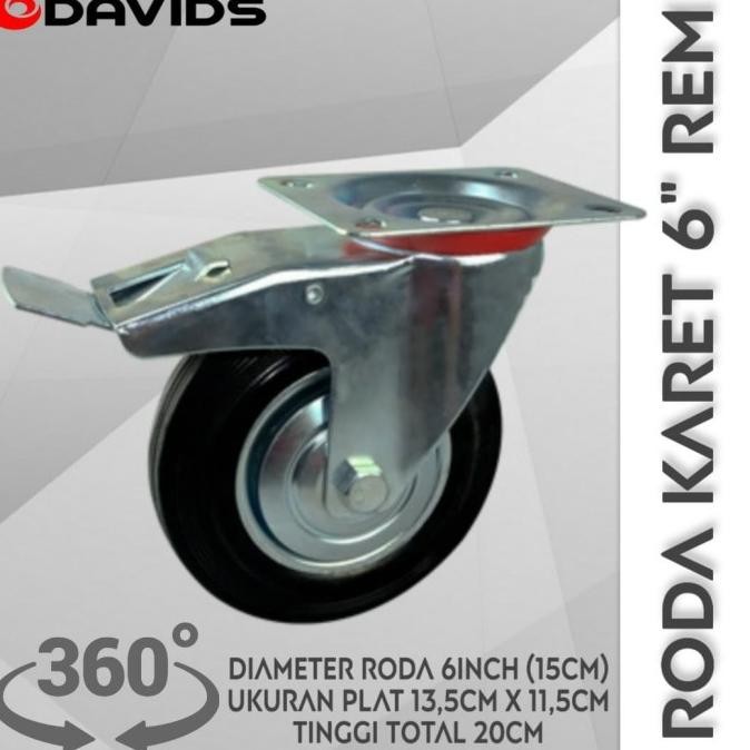 Roda Troli Etalase Caster Gerobak Lemari Karet 6 Inch Rem Original Dan Terpercaya