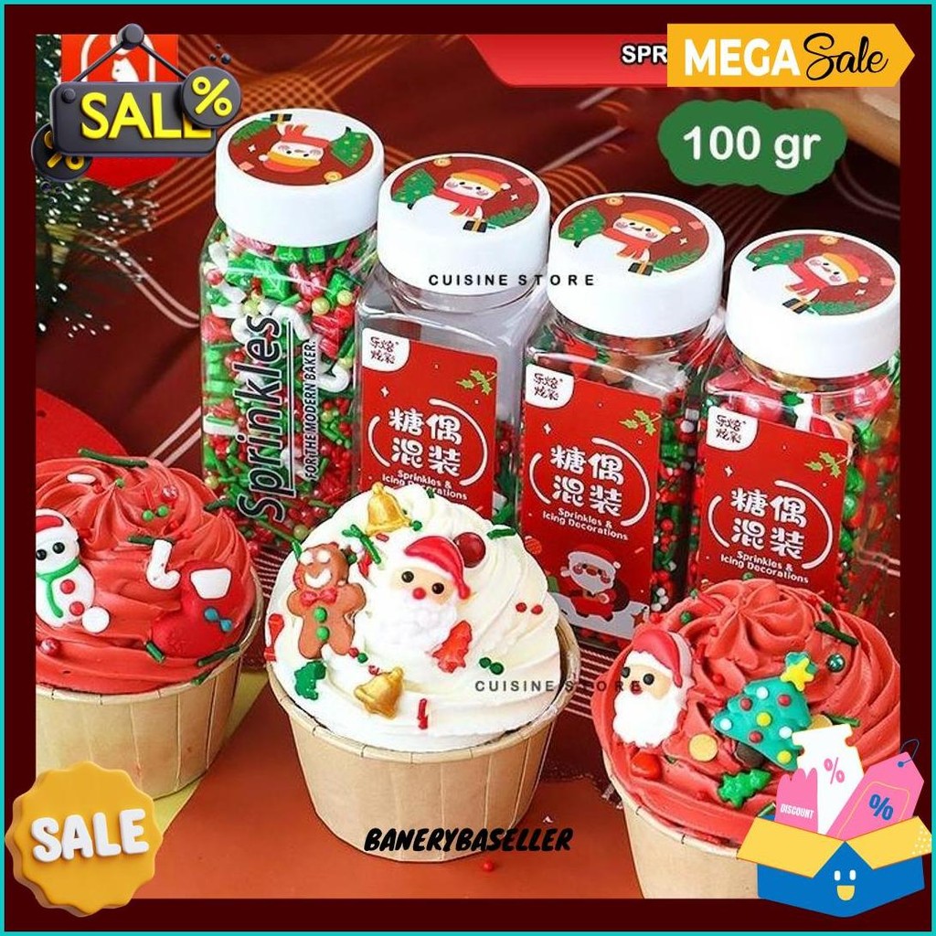 

100 Gr Edible Sprinkle Colourful Trimit Gula Dekorasi Kue Hiasan Cake Bday Cny Imlek Valentine Natal Murah
