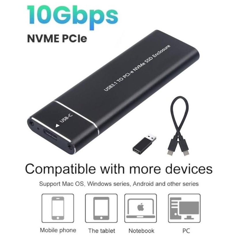 NEW Case M.2 NVME SATA  -  Enclosure NGFF M.2 SATA NVMe External Case