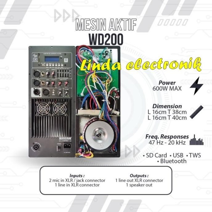 Mesin Speaker Aktif / Power Kit Aktif 600 Watt Original WD200