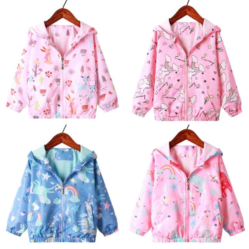 Baju Anak Halus & Tebal Jaket Parasut Anak Perempuan Import Jaket Anak Unicorn Rabbit Elephant