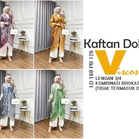 TERLARIS Kaftan Set Doby Viscose Jumbo LD 180 Setelan Rok Wanita Batik Cap - kaftan atasan