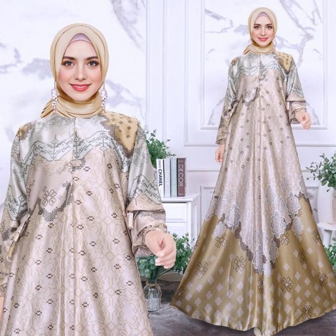 Terjangkau Gamis Motif Sutra Import // Gamis Motif Terbaru // Gamis Kekinian