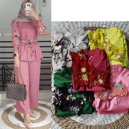 nie setelan wanita dewasa 2022 one set harian curla set baju celana muslim remaja kekinian kasual mu