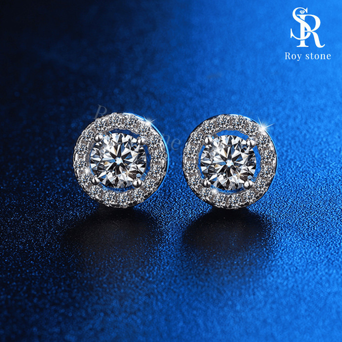 Ready RoyStone - Anting Moissanite Luxury Round Earrings