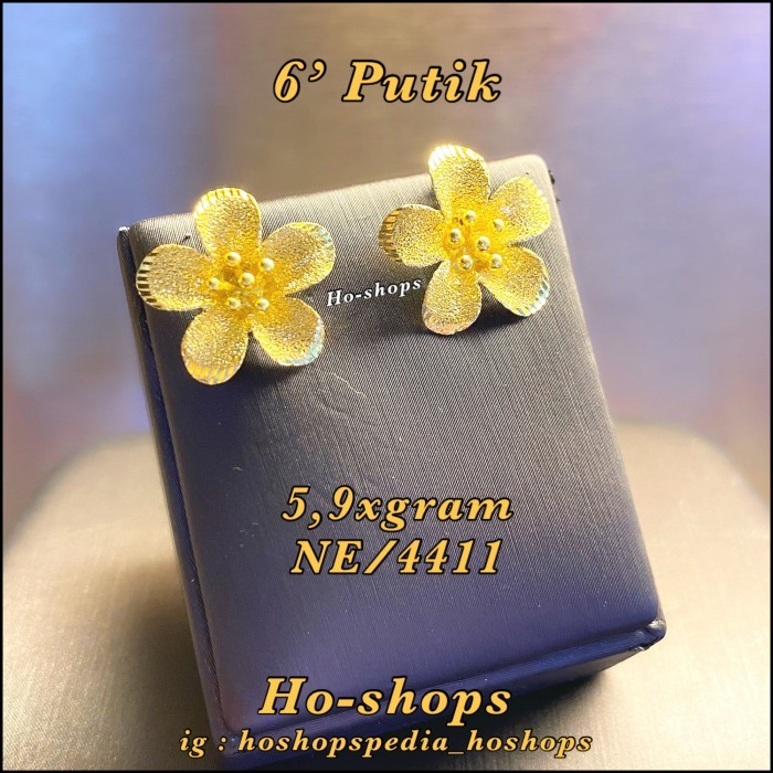 Ready Giwang Flowers Bunga Mas Kuning 24K 999 Asli Emas