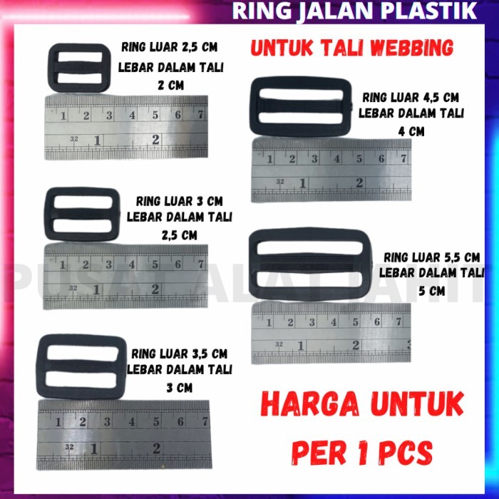 TERBARU GESPER RING JALAN PENGATUR TALI WEBBING TAS PLASTIK 2,5 4 5 CM PER 1PC