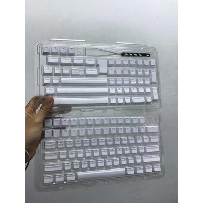 Keycaps Mechanical Vortex Keyboard PBT Shine Through White Tembus LED