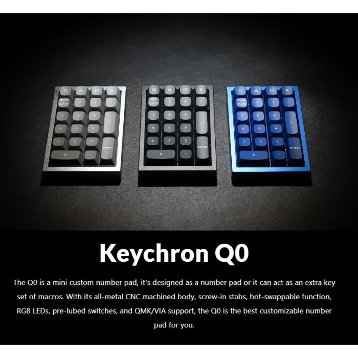 Keychron Q0 - Papan Angka Mekanis Kustom QMK dengan 21 Tombol, RGB, dan Switch Gateron
