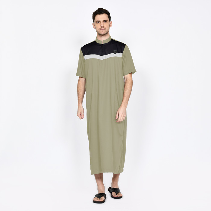 Jubah Pria JUBAH YAMANI LENGAN PENDEK GAMIS PRIA FASHION MUSLIM - Sage, XL jumbo putih