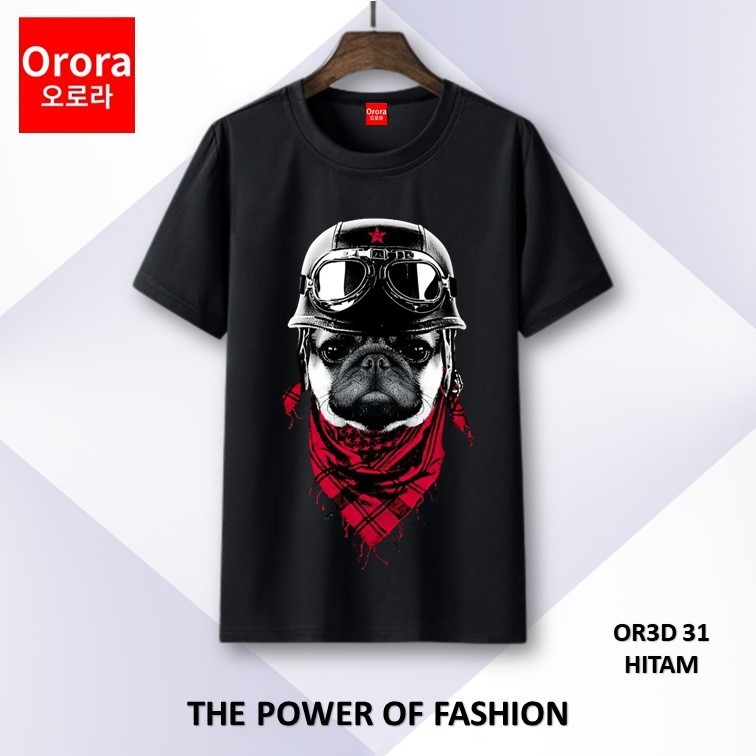 Orora Kaos Distro Premium Cats 3D | Kaos Dog and Cat - Baju Atasan Sablon Pria Wanita Warna Hitam Pu