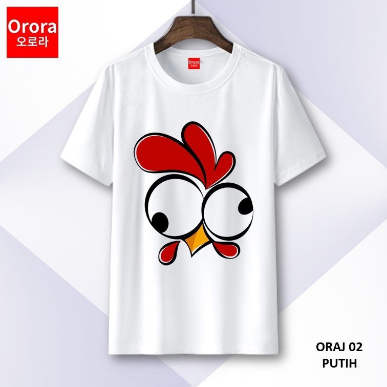 Orora Kaos Distro Ayam Jago - Baju Atasan Sablon Pria Wanita Warna Hitam Putih Ukuran S M L XL XXL X