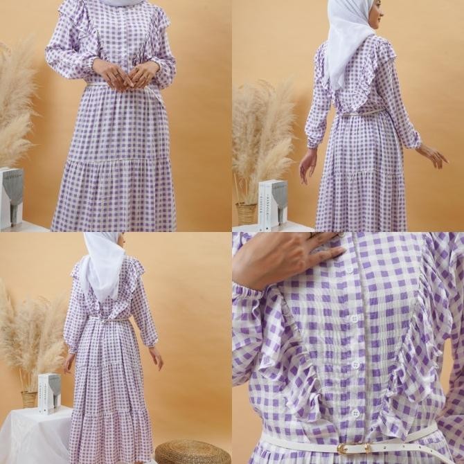 Spesial Gamis Gingham Frill Couple/Gamis Kotak Rempel Couple
