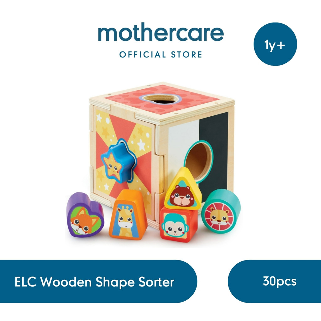ELC Wooden Shape Sorter - Mainan Edukasi Balok Kayu Anak Bayi