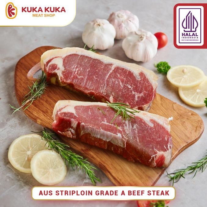

Terbaru Daging Sapi Beef Steak Aust Striploin / Sirloin Grade A 1 Kg